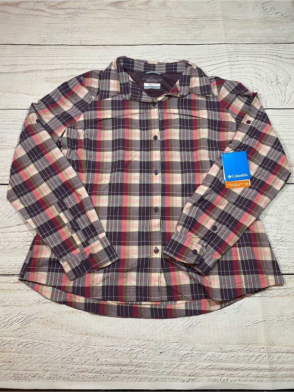 Columbia NWT Omnishade Plaid Long Sleeve Shirt XL